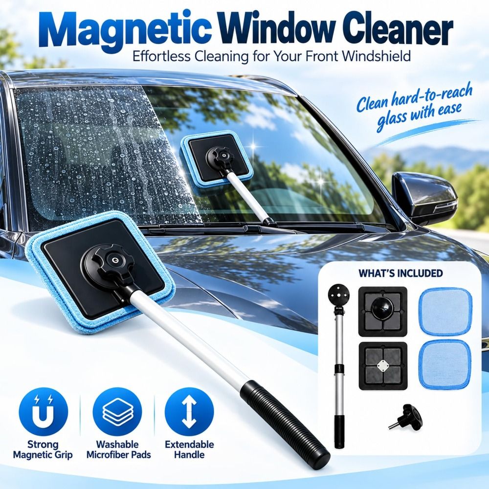 Glass Cleaner Streak - Nettoyeur de pare-brise à manche extensible,